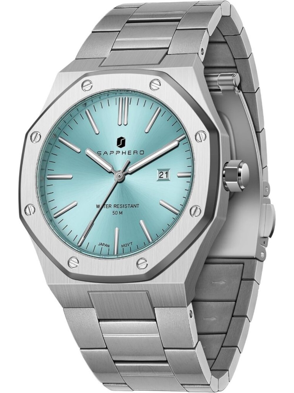 Stylish Waterproof Men's Quartz Watch - Stainless Steel, Octagonal Date
